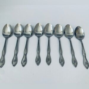 Custom Craft Monogram "R" Flatware Stainless Set Of 8 Dinner Spoons